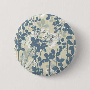 Japansk Blue Flower Blommigt Art Knapp