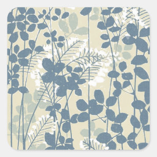 Japansk Blue Löv Flower Fyrkantigt Klistermärke