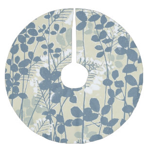 Japansk Blue Löv Flower Julgransmatta Borstad Polyester