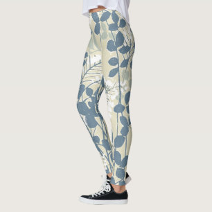 Japansk Blue Löv Flower Leggings
