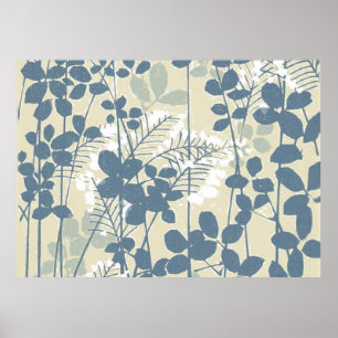 Japansk Blue Löv Flower Poster