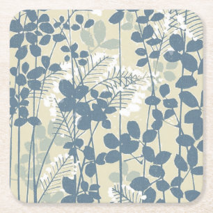 Japansk Blue Löv Flower Underlägg Papper Kvadrat