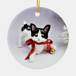 Japansk Bobtail Cat Black white Helgdag Ornament