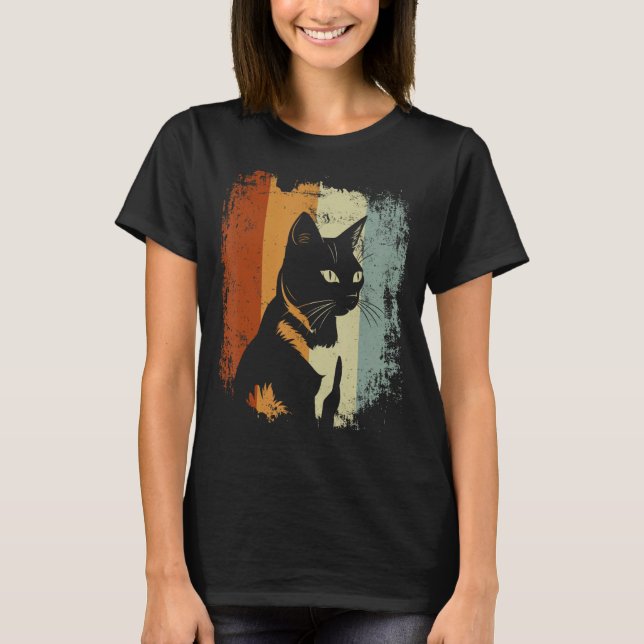 Japansk Bobtail Cat Retro Stil T Shirt (Framsida)