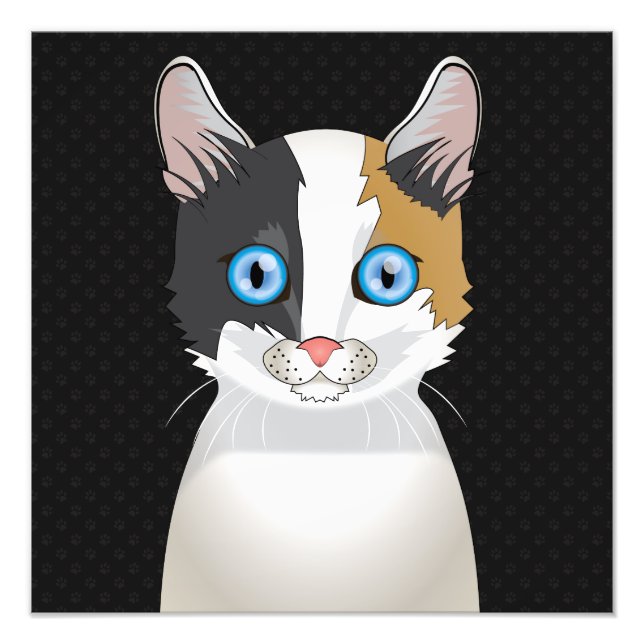 Japansk Bobtail Cat Tecknad Tassar Fototryck (Framsidan)