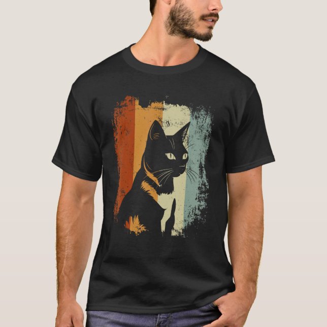 Japansk Bobtail Katt Retro Stil T Shirt (Framsida)