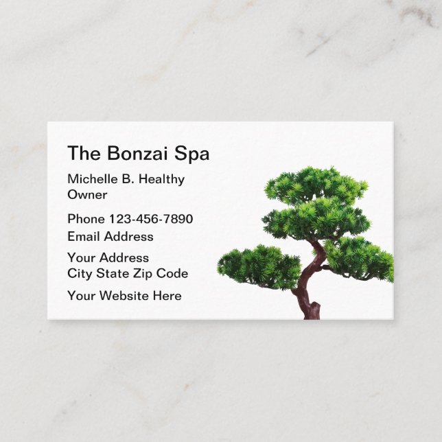 Japansk Bonzai Spa Tema Visitkort (Framsida)