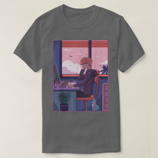 Japansk Boy Study Anime Manga Graphic Japan T Shirt (Design framsida)