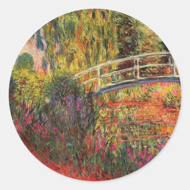 Japansk Bridge | Claude Monet Runt Klistermärke (Framsida)