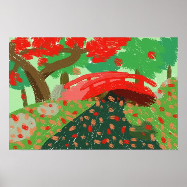 Japansk brygga under maple poster (Framsidan)