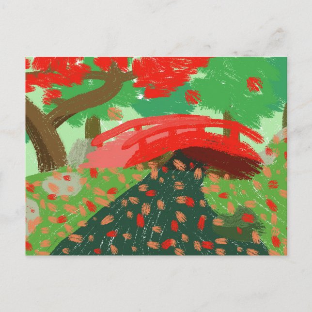 Japansk brygga under Maple-vykort Helg Vykort (Framsida)