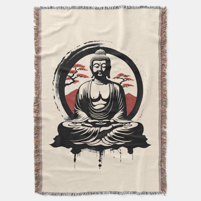 Japansk Buddha Zen  Filt (Framsidan Vertikal)