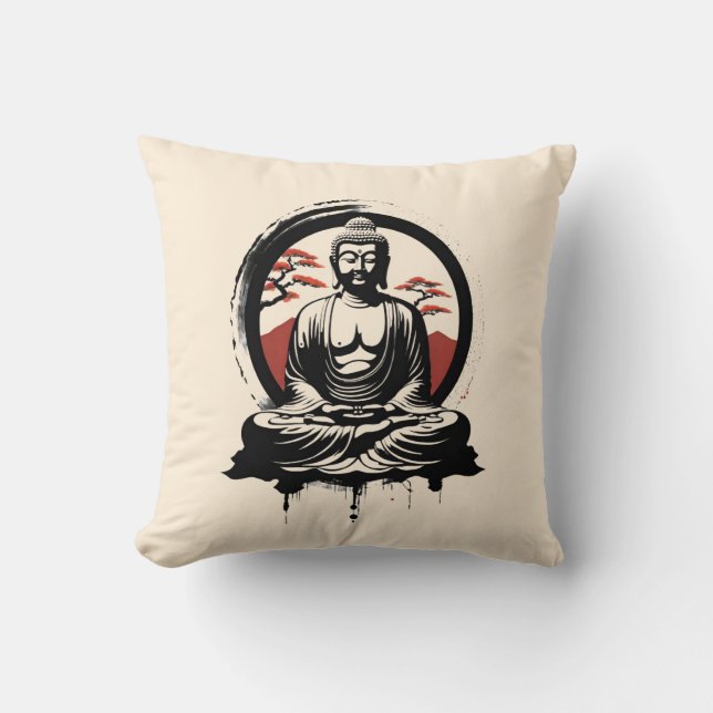 Japansk Buddha Zen  Kudde (Framsida)