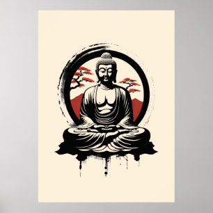 Japansk Buddha Zen Poster