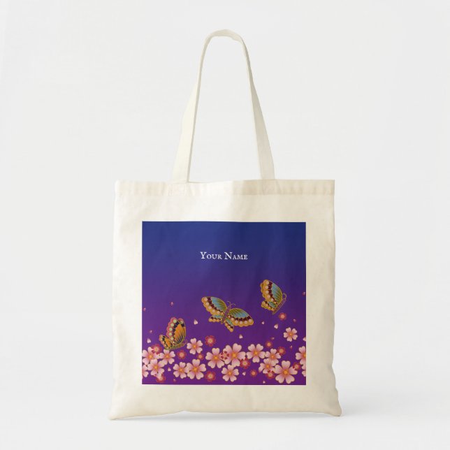 Japansk Butterflies Sakura Blommars Personlig Tygkasse (Framsidan)