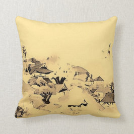 Japansk byvattenfärgkonst kudde