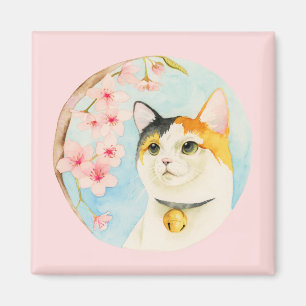 Japansk Calico Cat Watercolor Magnet