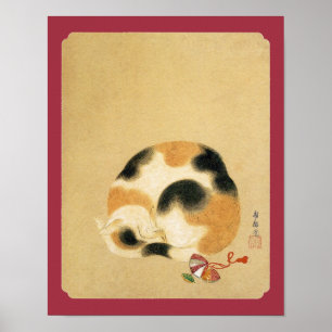 Japansk Calico-katt, Hanabusa Itchō Poster