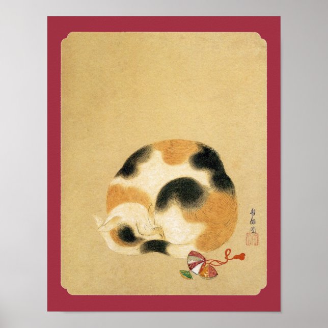 Japansk Calico-katt, Hanabusa Itchō Poster (Framsidan)
