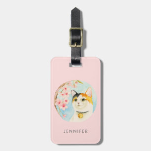 Japansk Calicokattillustration tillfogar ditt Bagagebricka