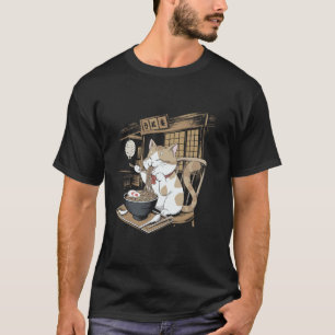 Japansk Cat Manga Animal Lover Ramen Noodle Anime T Shirt
