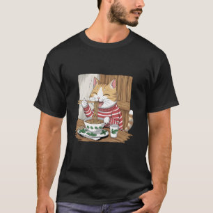 Japansk Cat Manga Animal Lover Ramen Noodle Anime T Shirt