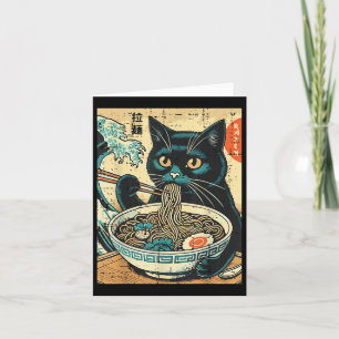 Japansk Cat Ramen Underbar Wave Vintage Art Food M Kort