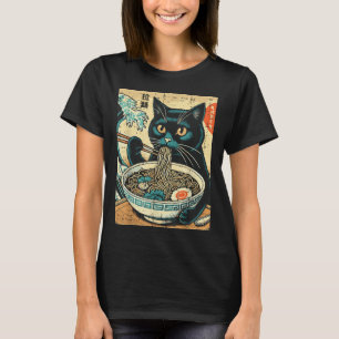 Japansk Cat Ramen Underbar Wave Vintage Art Food M T Shirt