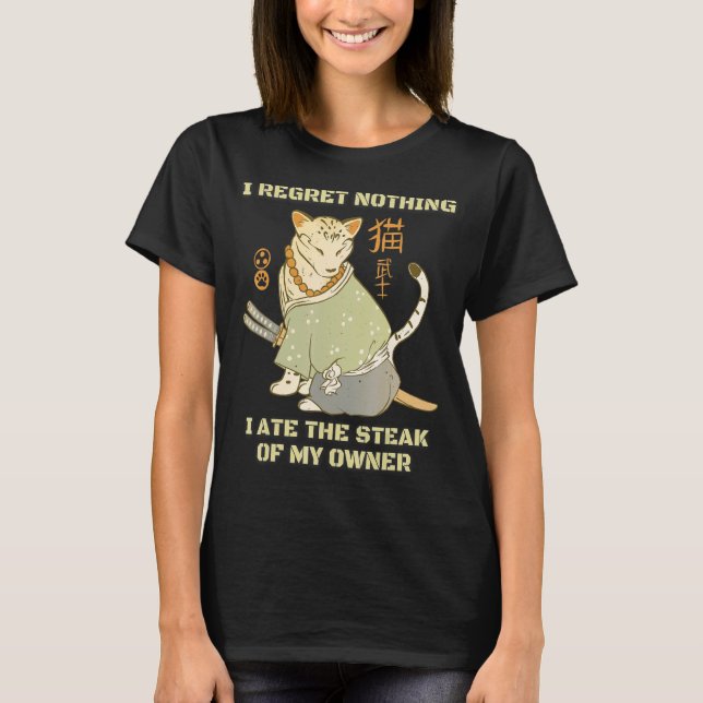 Japansk Cat Samurai Katana Sameowrai Catana Cat T Shirt (Framsida)