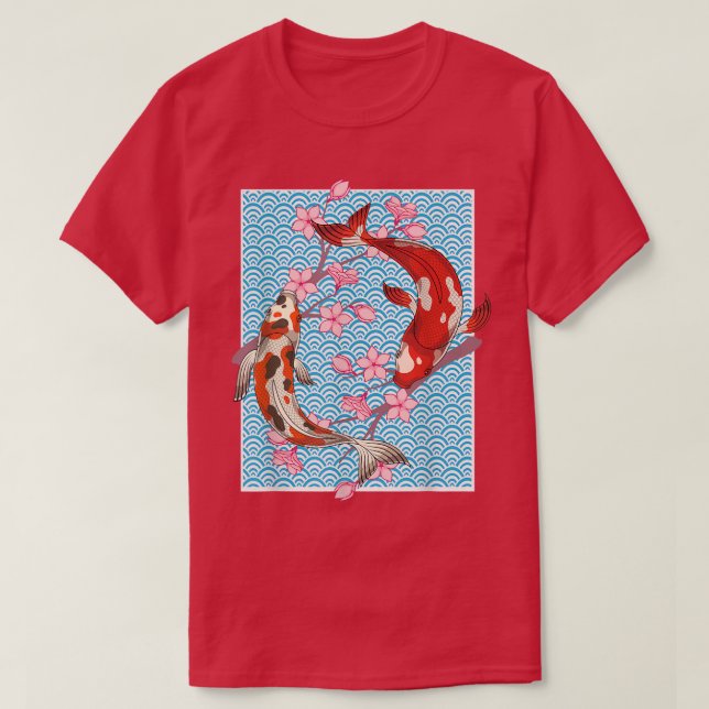 Japansk Cherry Blommar Carp Fish Älskare Sakura Ko T Shirt (Design framsida)