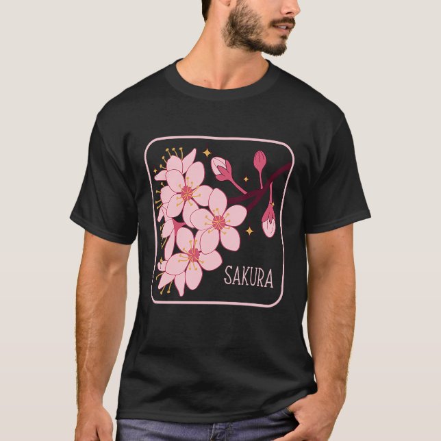 Japansk Cherry Blommar Flower Sakura Träd Hanami T Shirt (Framsida)