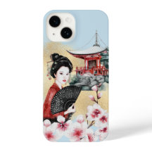 Japansk Cherry Blommar Pagoda Geisha Girl