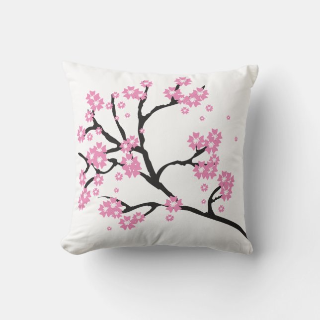 Japansk Cherry Blommar Pillow Kudde (Framsida)