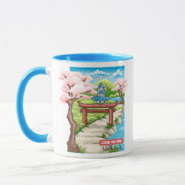 Japansk Cherry Blommar Pixel Art Mugg