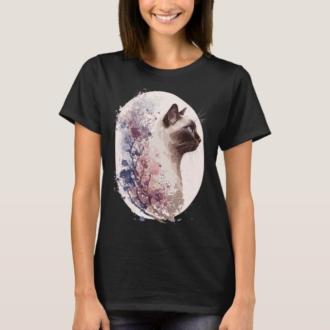 Japansk Cherry Blommar Siamese Cat Breed Sakura F T Shirt (Framsida)