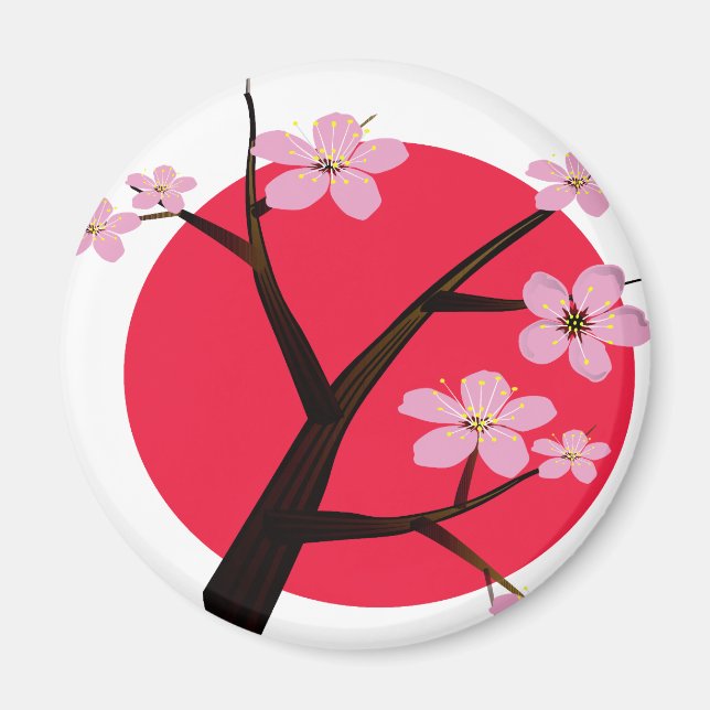 Japansk Cherry Blommar Tattoo Magnet (Framsidan)