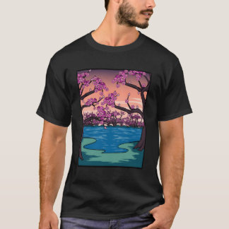 Japansk Cherry Blommar Träd Asian Kawaii Anime T Shirt
