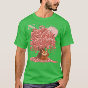 Japansk Cherry Blommar Träd Sakura Cute Kawaii Ja T Shirt
