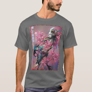 Japansk Cherry Blommar Träd Woodblock art sa T Shirt