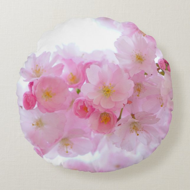 Japansk Cherry Träd Blommar Rund Kudde (Framsidan)