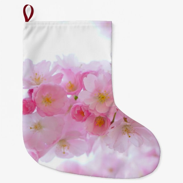Japansk Cherry Träd Blommar Stor Julstrumpa (Framsidan)
