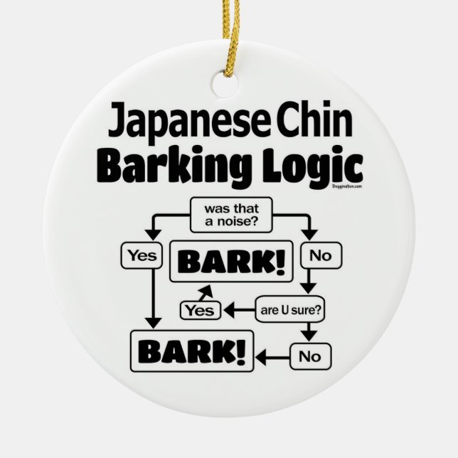Japansk chin Barking Logic Julgransprydnad Keramik (Framsidan)