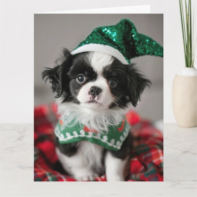 Japansk chin Elf Puppy-julkort Kort (Framsida)