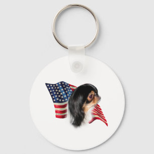 Japansk chin-Flagga Nyckelring