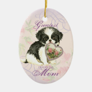 Japansk chin Heart Mamma Ceramic Ornament