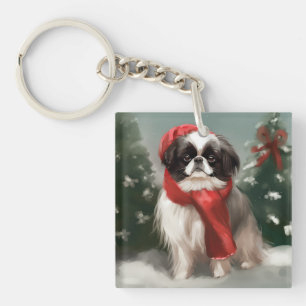 Japansk Chin Hund i Snö Jul