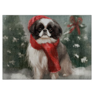 Japansk chin Hund i Snö-jul