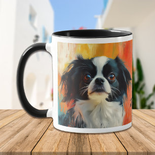 Japansk chin Hund Impressionistisk färg Mugg