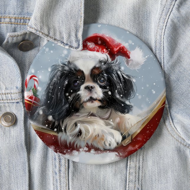 Japansk chin Hund jul - festlig Knapp (In Situ)