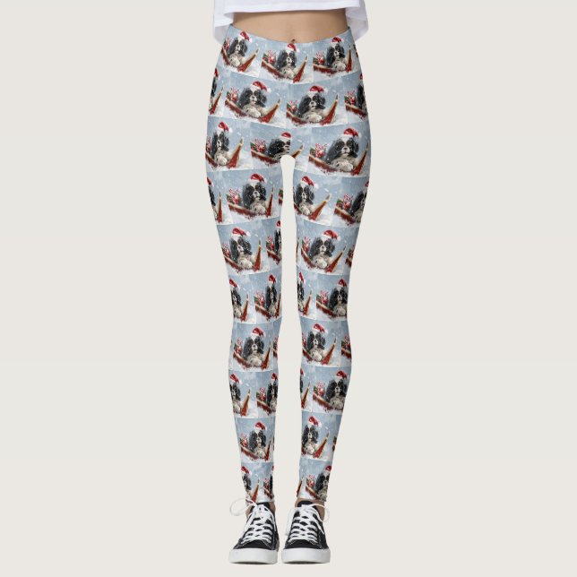Japansk chin Hund jul - festlig Leggings (Framsida)